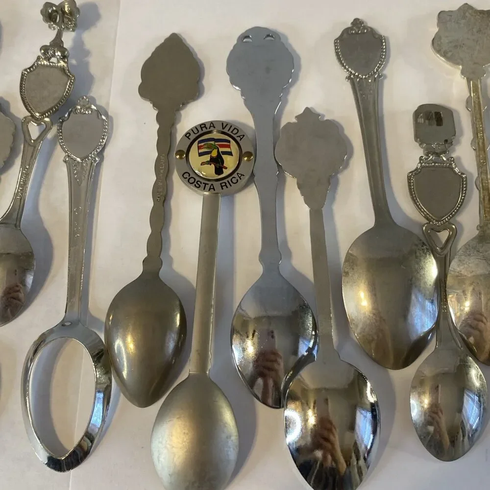 Vintage Lot of 20 Souvenir Spoons State Travel Jamacia Canada Hotel San Fran